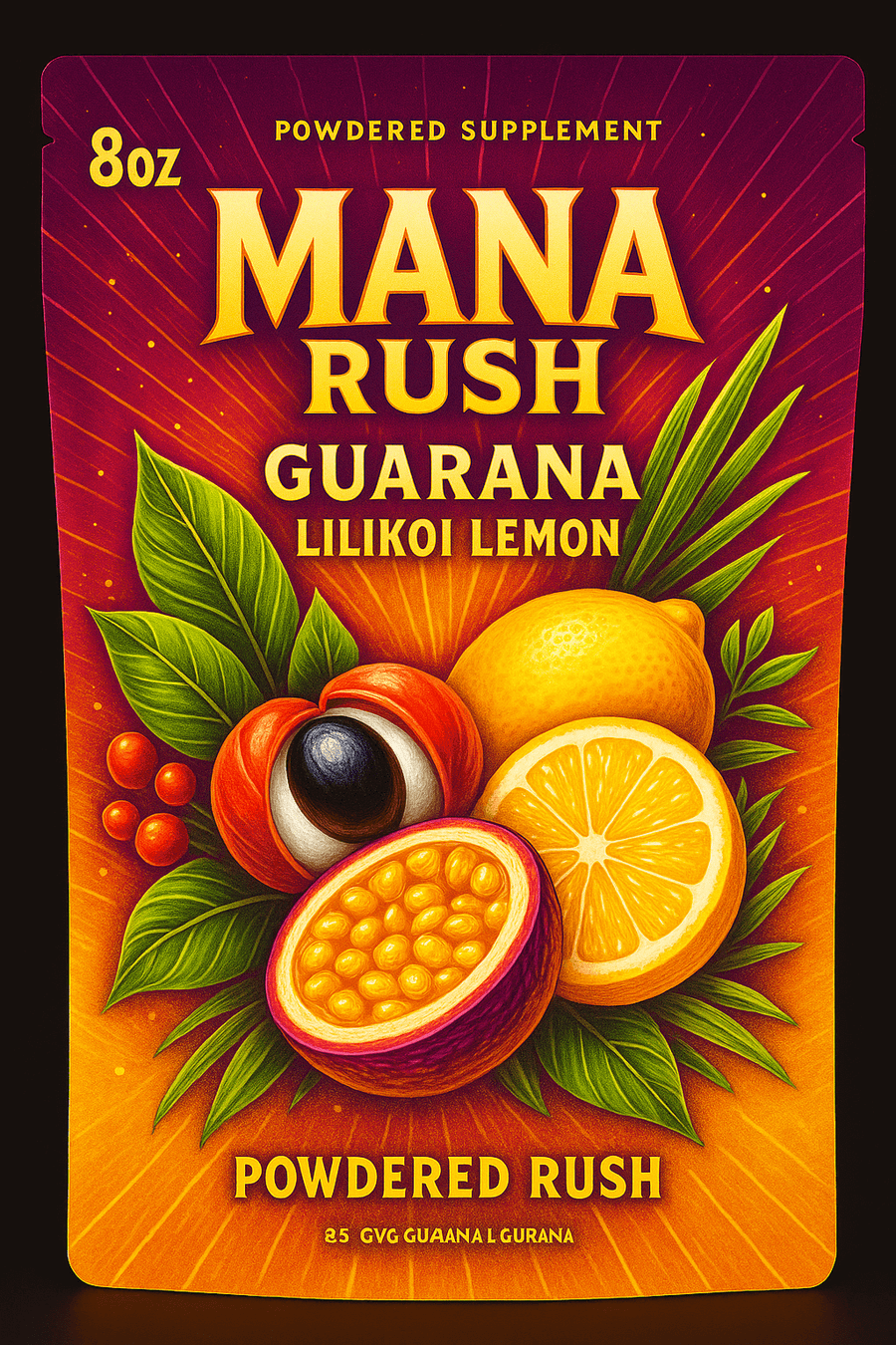 Mana Rush Guarana – Lemon Lilikoi Tropical Focus. Natural Energy. Zero Crash