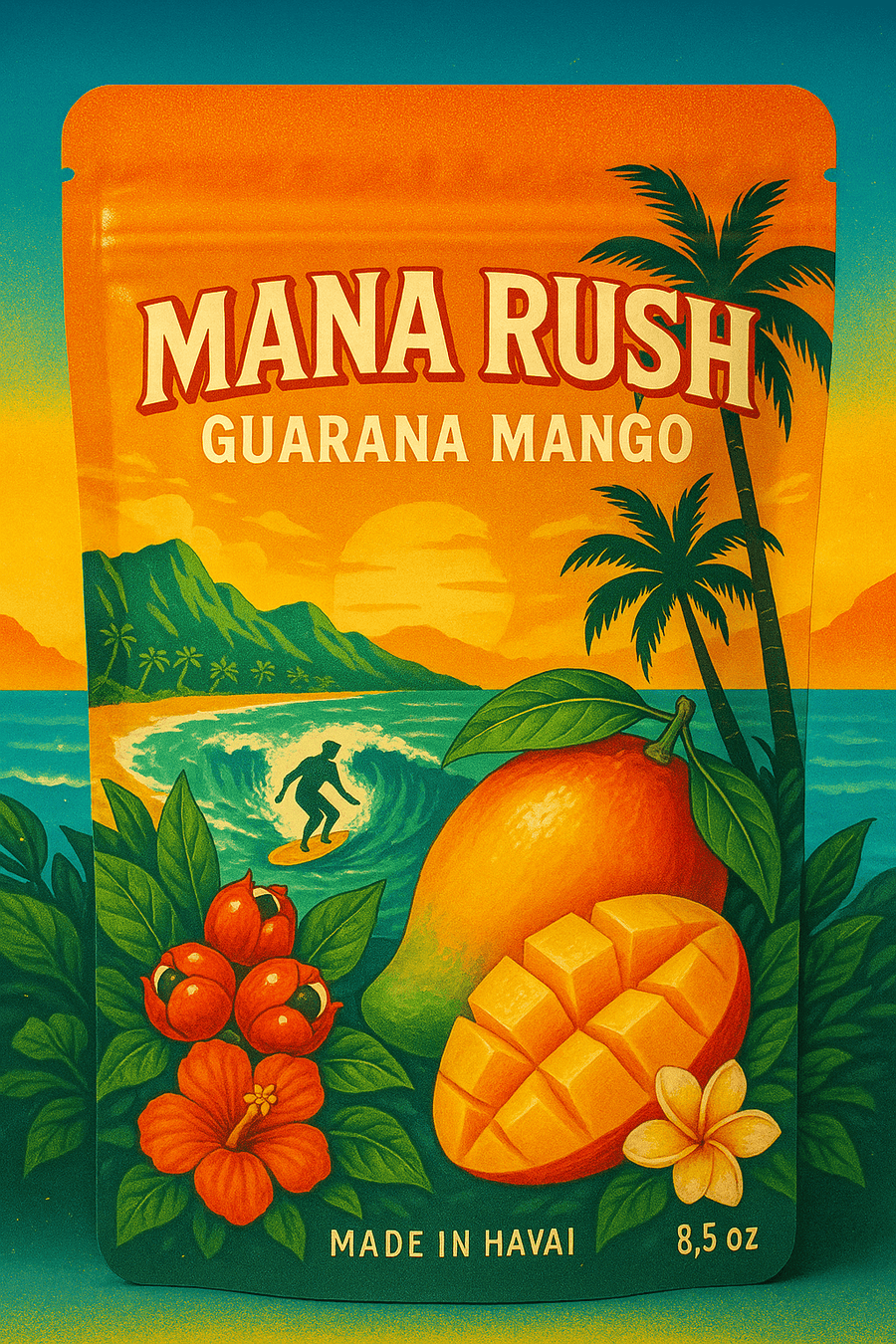Mana Rush Guarana Mango -Tropical Sweetness. Natural Energy. Pure Mana