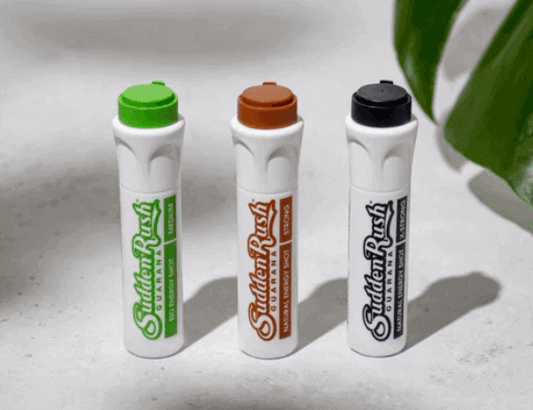 Natural energy shot by SuddenRush Guarana – clean, sustained energy boost with guarana caffeine for focus, endurance, and performance.