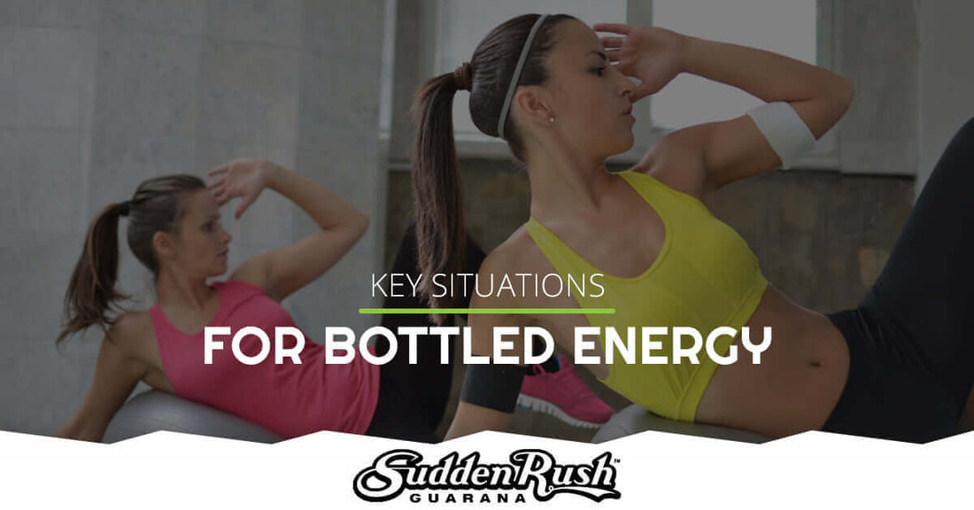 Two women exercising, highlighting key situations for bottled energy with Sudden Rush Guarana.