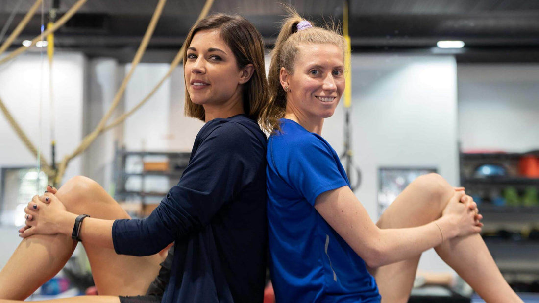 ABC journalist Ruby Cornish and elite runner Jenny Blundell.