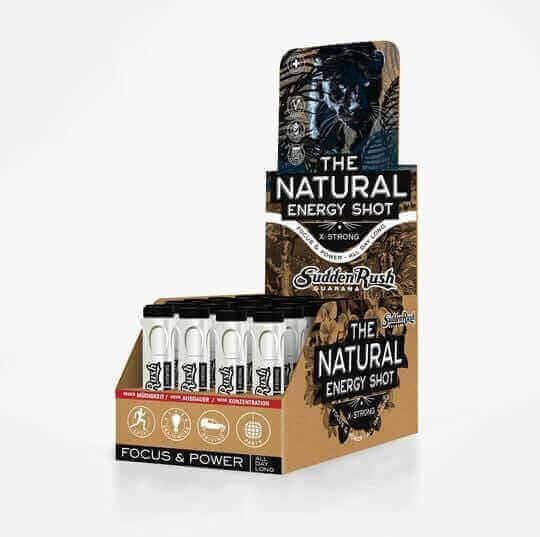 SuddenRush Guarana Black Energy Shots with Maca, Natural Extra Strong Energy Boost Display Pack